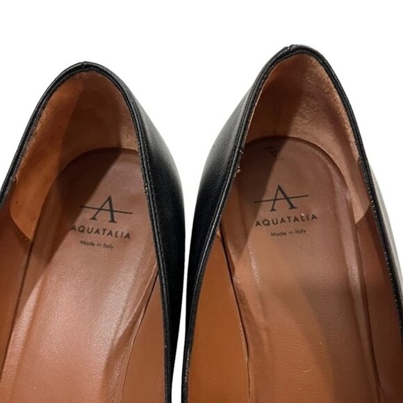 Aquatalia heels Women's 9 black leather Pasha Pumps block heel pointy toe - Picture 3 of 10